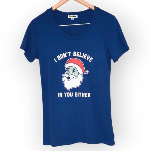Tipsy Elves Christmas Funny T-shirt I Don't Believe In You Either Santa Large - Picture 4 of 12